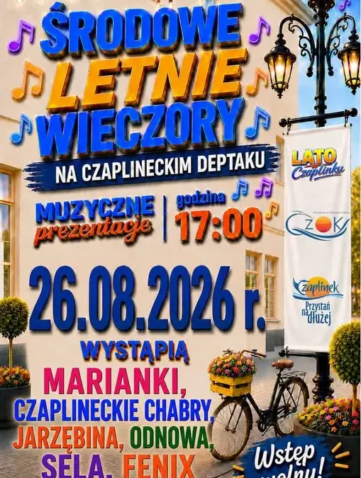 Muzyczne zakończenie wakacji na Czaplineckim Deptaku – zaproszenie na koncert