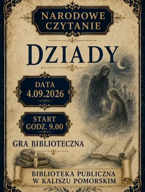 Narodowe Czytanie 2026 w Kaliszu Pomorskim: Gra biblioteczna „Tajemnica pięciu duchów”