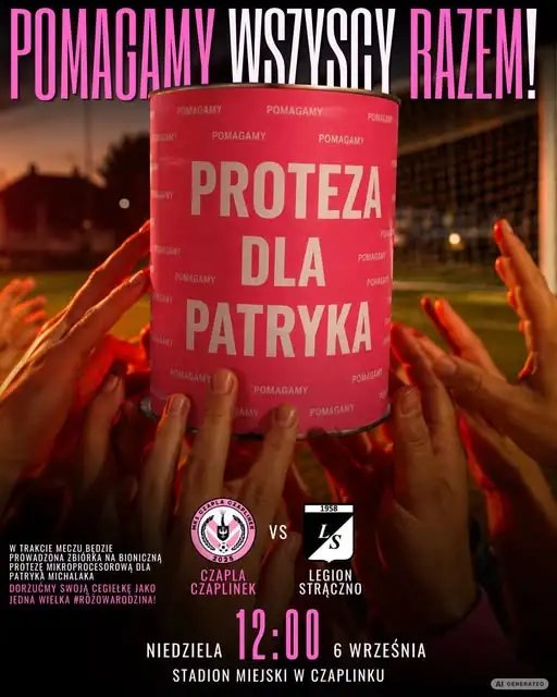 Mecz z Legionem Strączno już w niedzielę – zbiórka dla Patryka Michalaka