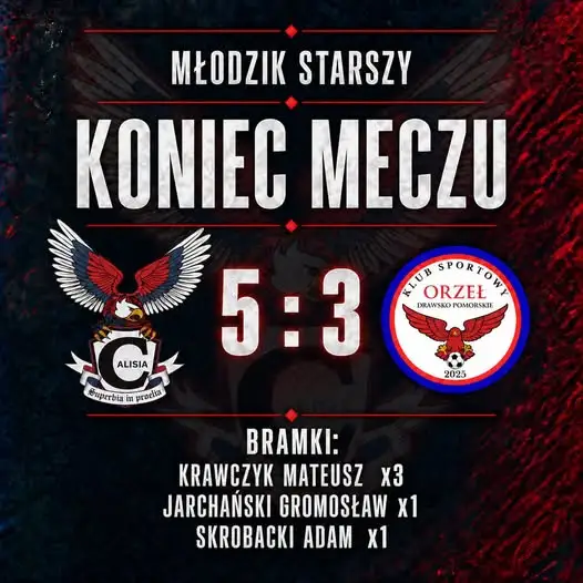 Historyczny debiut Młodzika Starszego Calisii: pierwsze zwycięstwo 5:3 z Orłem Drawsko Pomorskie