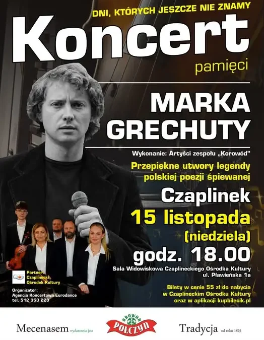 Koncert pamięci Marka Grechuty w Czaplinku – 15 listopada 2026