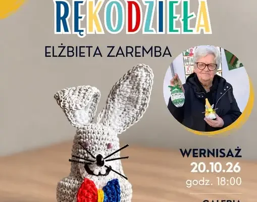 Zajączek Złocieniaszek i rękodzieło Elżbiety Zaremby na wystawie w Złocieńcu