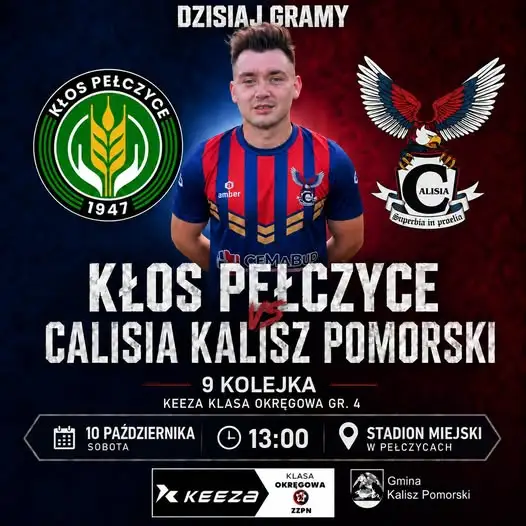 Calisia Kalisz Pomorski zagra dziś z Kłosem Pełczyce w 9. kolejce KEEZA Klasy Okręgowej
