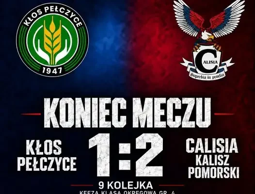 Calisia Kalisz Pomorski wygrywa w Pełczycach 2:1 w klasie okręgowej