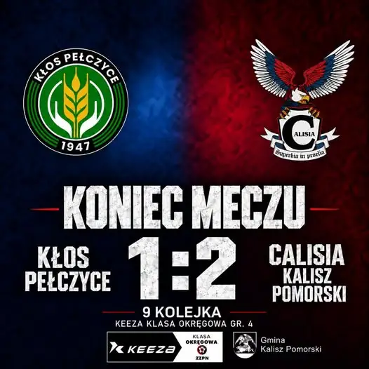 Calisia Kalisz Pomorski wygrywa w Pełczycach 2:1 w klasie okręgowej