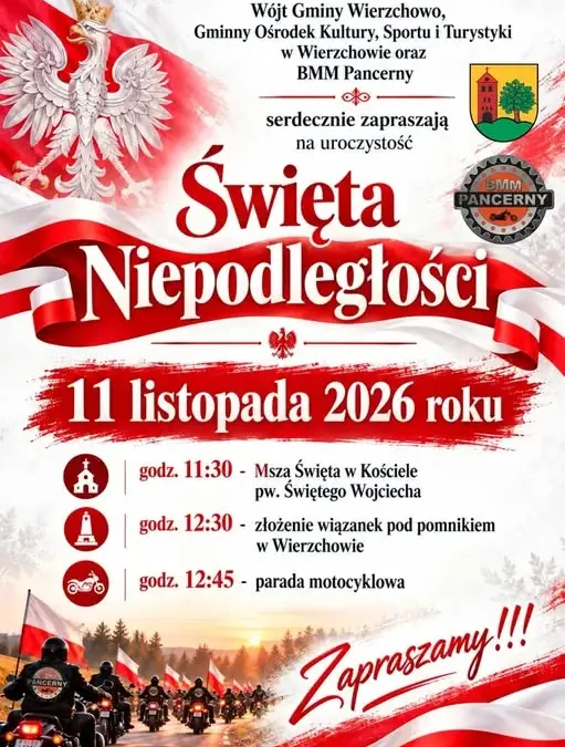 Wierzchowo zaprasza na obchody 107. rocznicy odzyskania niepodległości
