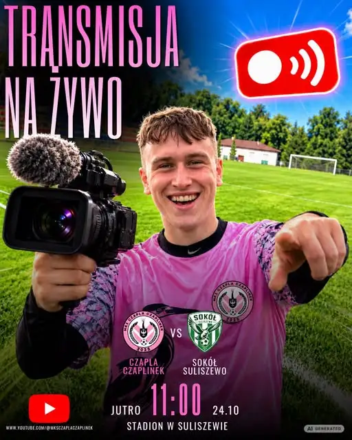 Transmisja na żywo meczu Czapla Czaplinek – kibice zapraszają na YouTube